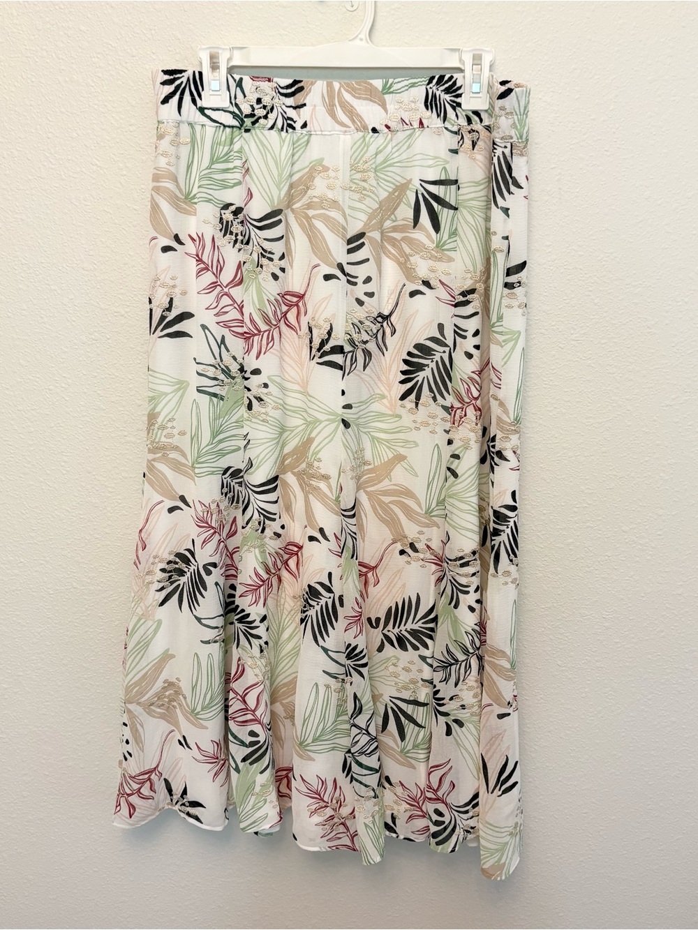 NWT Chicos Pull On Philo Party Maxi Skirt Ruffle Leaves Lined Flowy Size 2/L